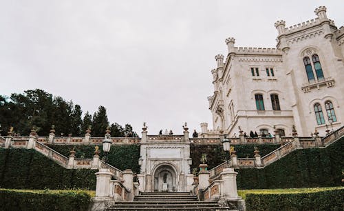 Facade of the Miramare Castle in Italy