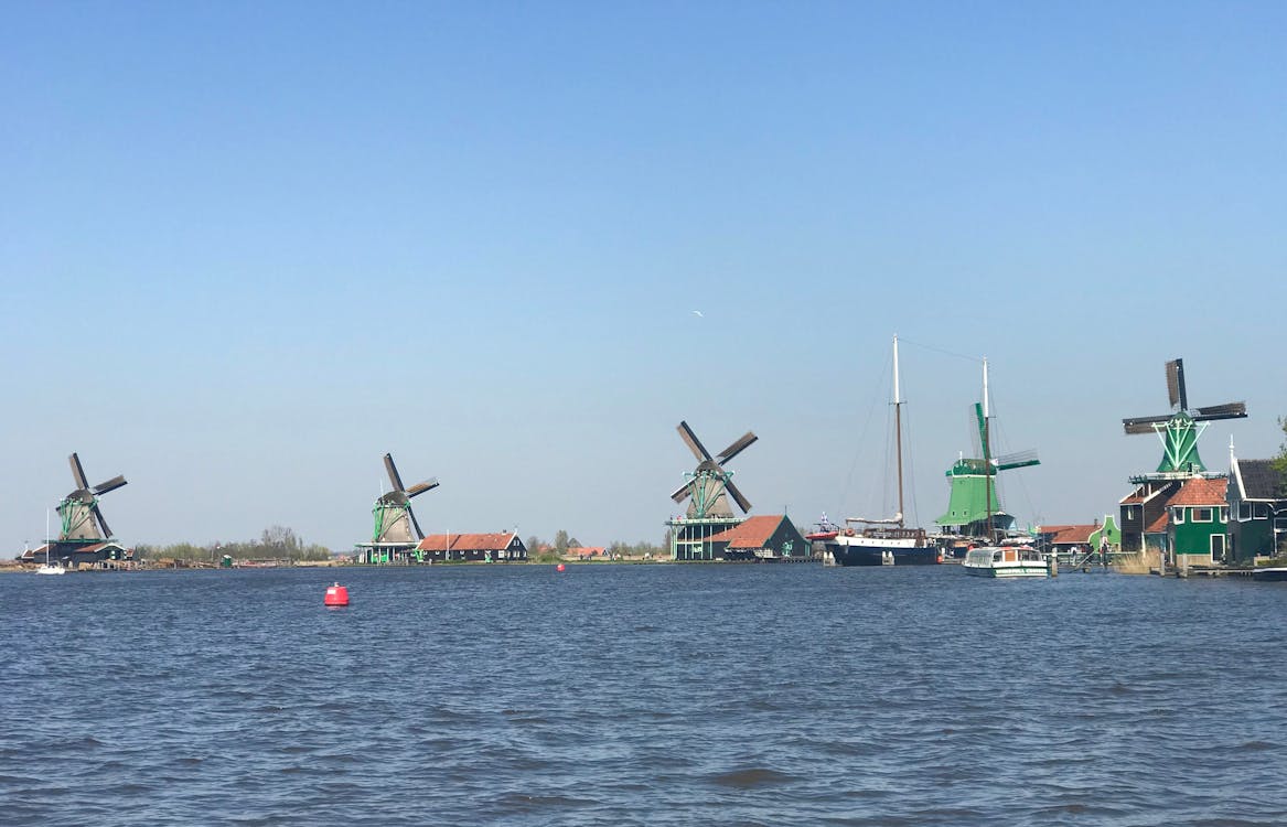 Foto d'estoc gratuïta de kinderdijk, molins de vent, paisatge