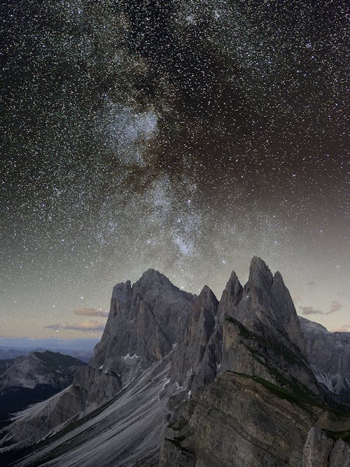 A Rocky Mountain Under Starry Night