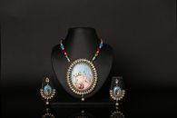 Silver Blue and Red Necklace