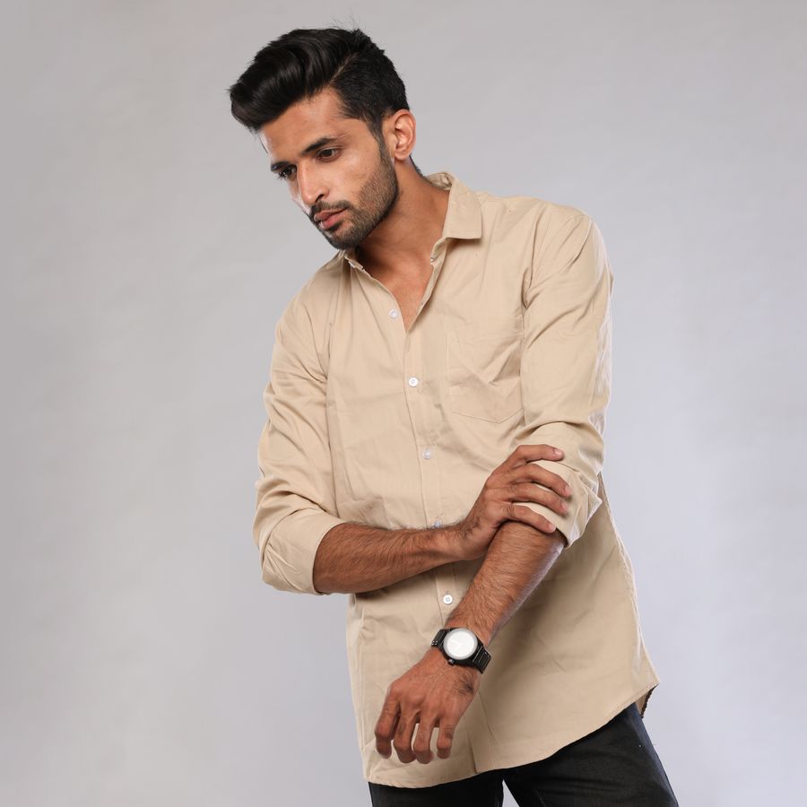 Classic Beige Dress Shirt by Van Heusen