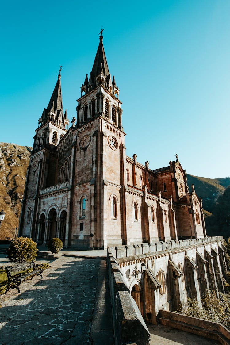 Exterior Of Old Neo Romanesque Church On Sunny Day