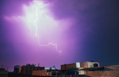 White Lightning on Purple Sky