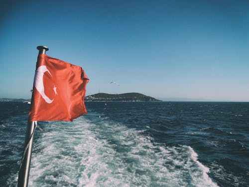 Free stock photo of boat, flag of turkey, turkey