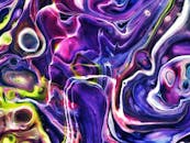 Acrylic Painting Made with Purple and Green Brushes