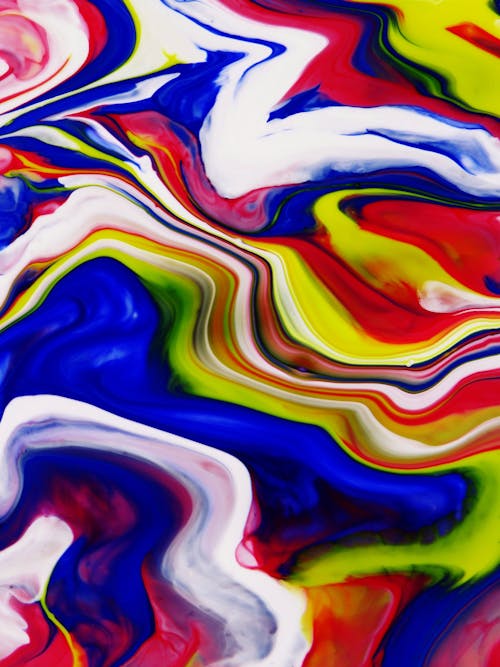 Red Blue Green and White Abstract Painting
