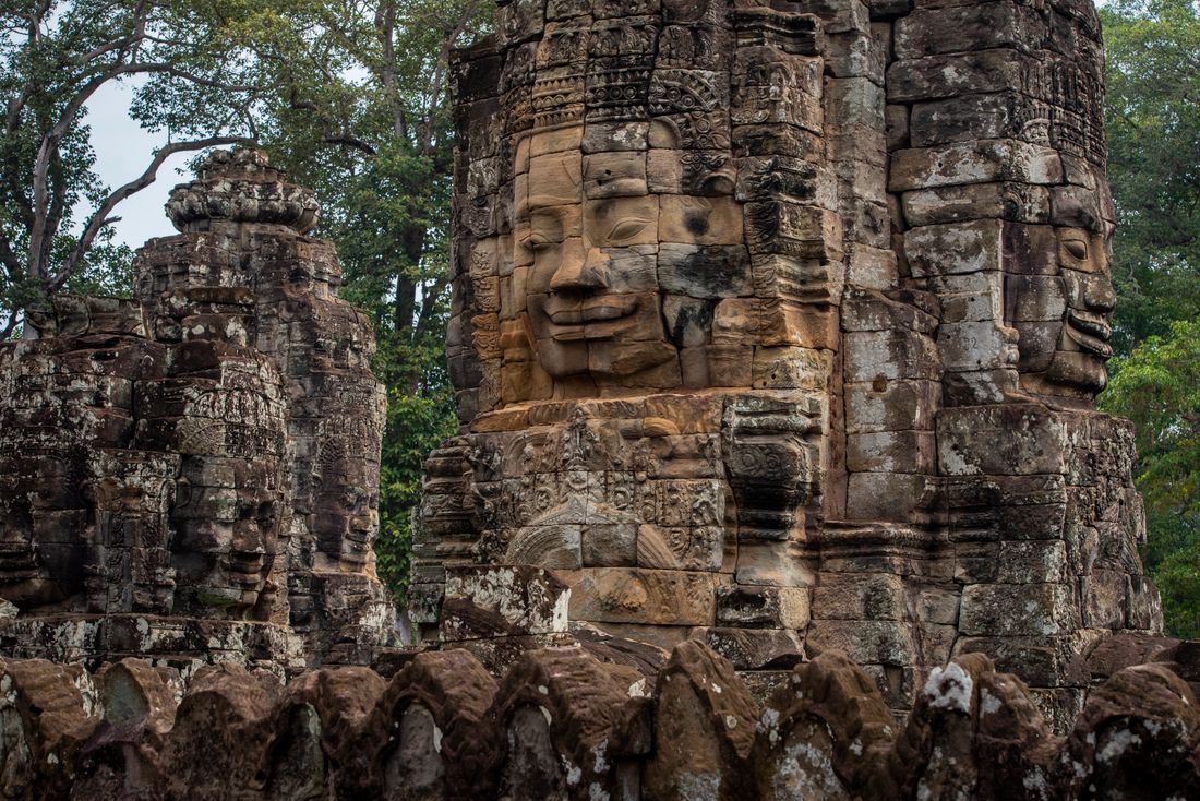 Hand-carved Khmer stone sculpture