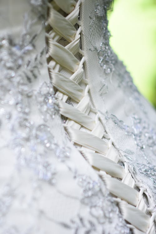Close-Up Shot of a White Wedding Dress