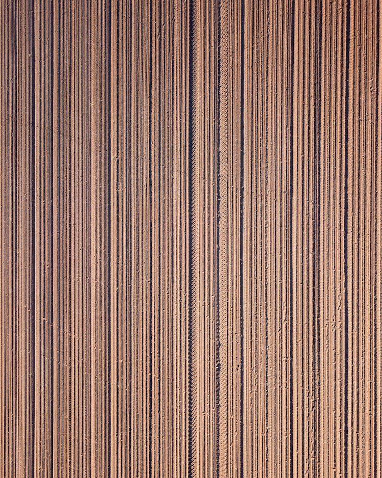 Background Of Plowed Field With Symmetrical Lines