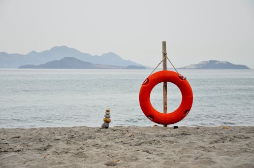 Red Life Buoy on the Shore