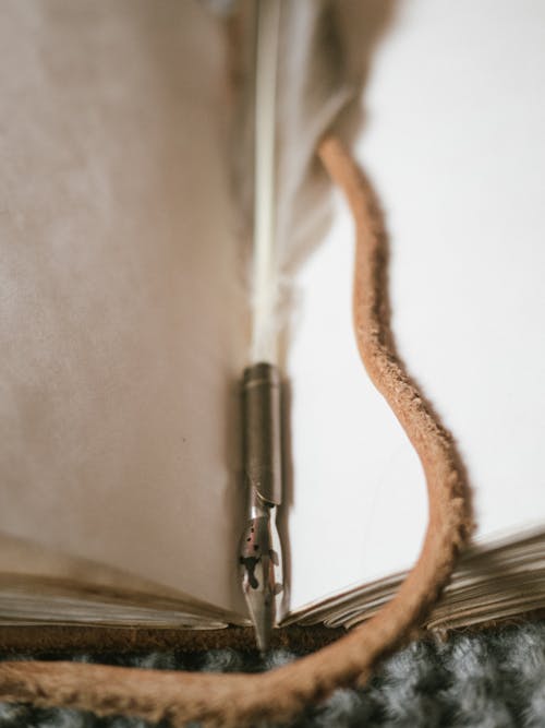 Close-Up Shot of a Pen in a Notebook