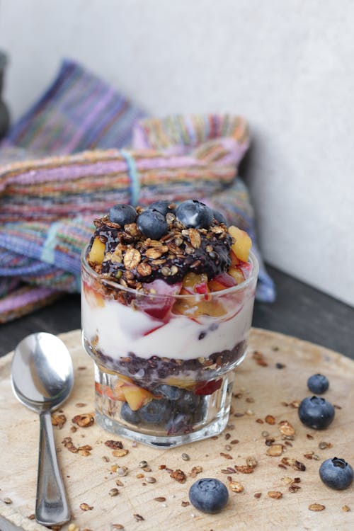Free stock photo of blueberries, coconut yogurt, granola Stock Photo