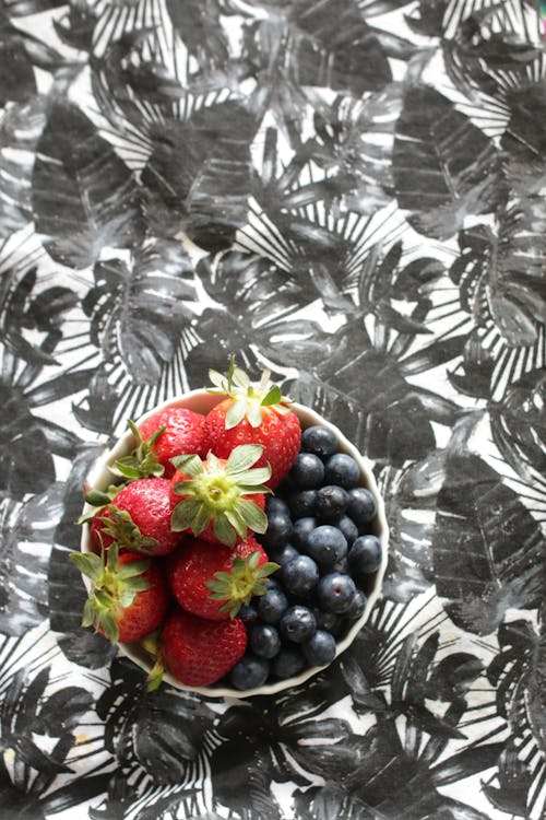 Strawberries and Blueberries in a Bowl