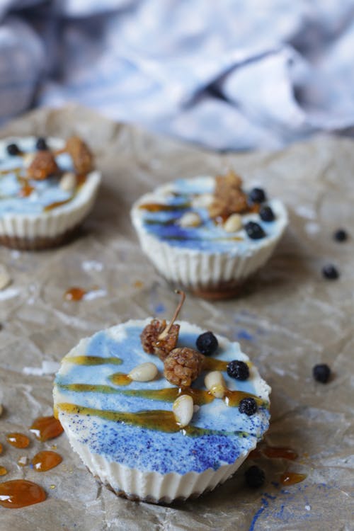 Free stock photo of blue cake, blue cupcake, blue spirulina Stock Photo