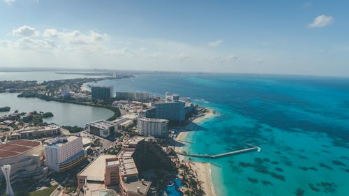 Aerial Shot of a Coastal City