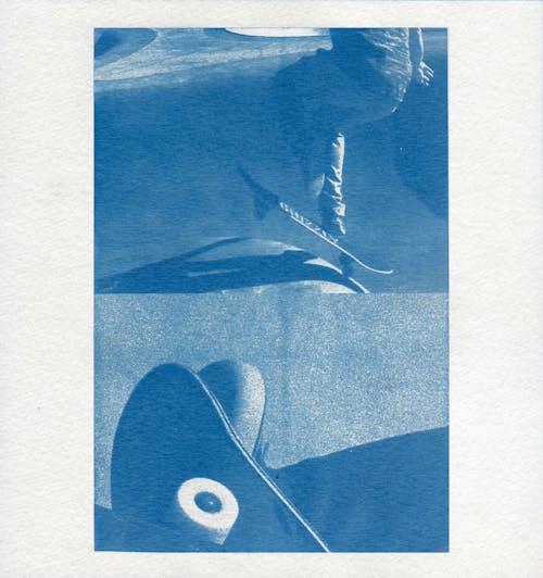 คลังภาพถ่ายฟรี ของ cyanotype, การเล่นสเกตบอร์ด, ถูกพิมพ์