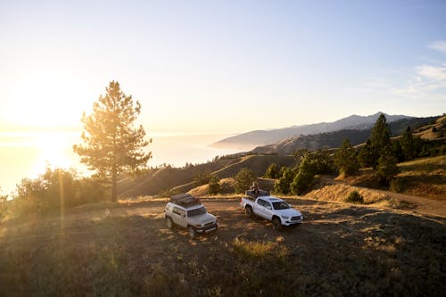 Motor Vehicles Parked on the Mountain