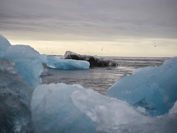 Ice Chunks On Frozen Sea In Arctic