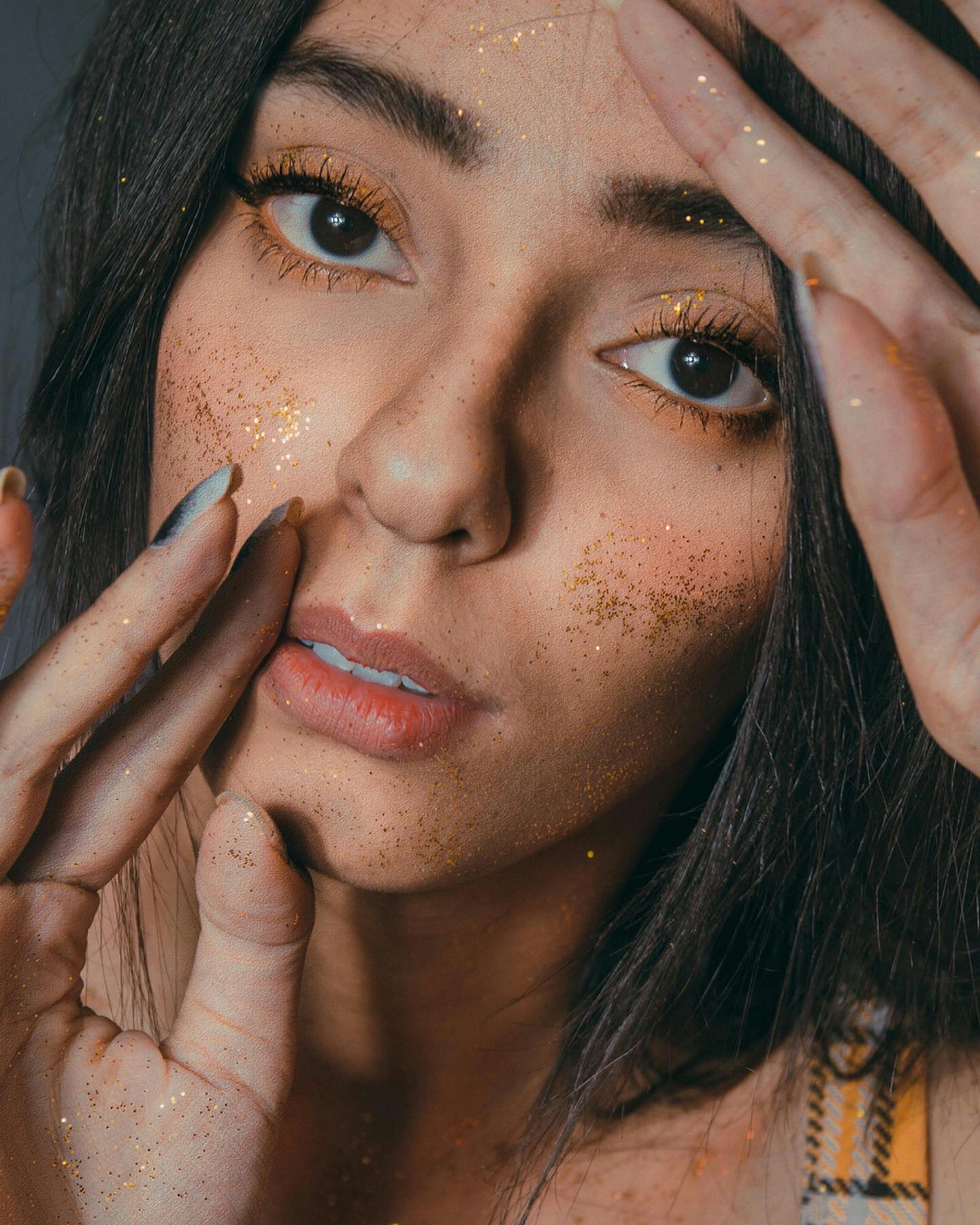 Face of woman with shiny makeup · Free Stock Photo