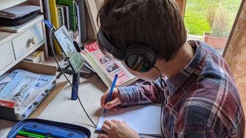 A Boy Sitting at the Table