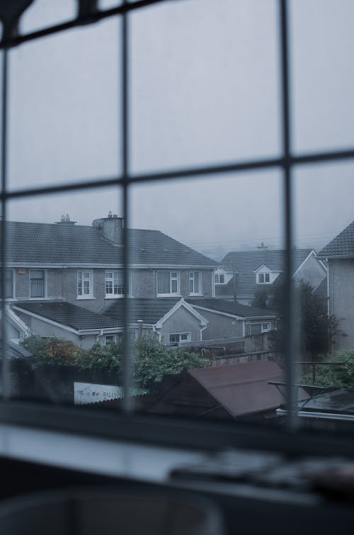 Suburban houses seen from window