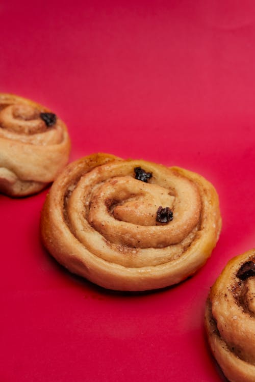 Free Baked rolled buns with raisin Stock Photo
