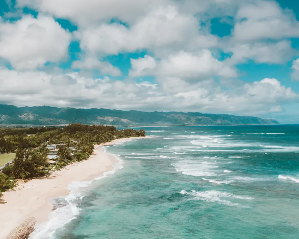 North Shore Oahu rocky coastline with turquoise water