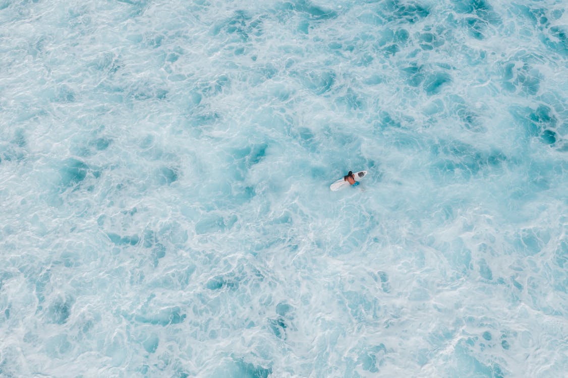 Person in Black and White Shirt Swimming in Blue Water