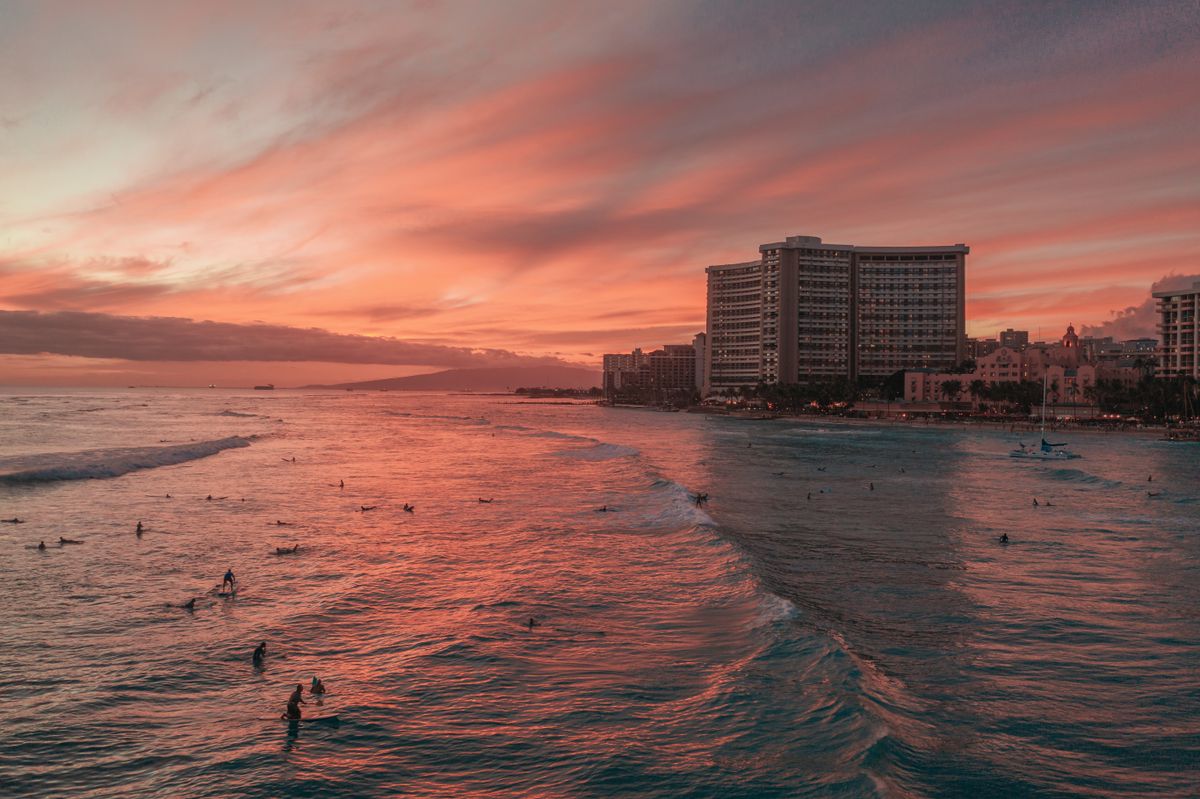 Sunset at Kahanamoku Beach