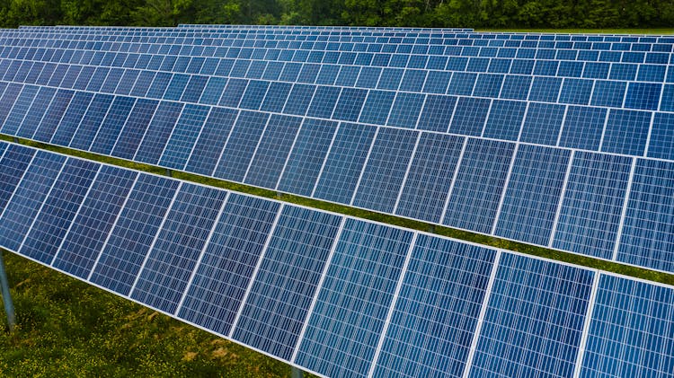 Solar Panels In Modern Photovoltaic Power Station