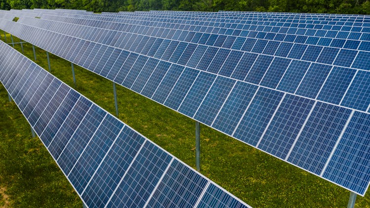 Modern Solar Power Station In Countryside