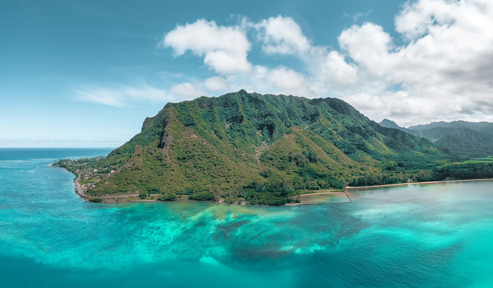 Mokoliʻi islet off Kualoa from the air
