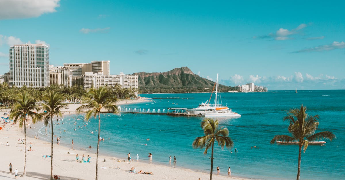 A stunning aerial view of Waikiki Beach and Diamond Head, capturing the tropical beauty of Hawaii.