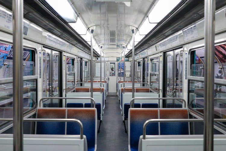 Empty Train On Railroad Station Platform