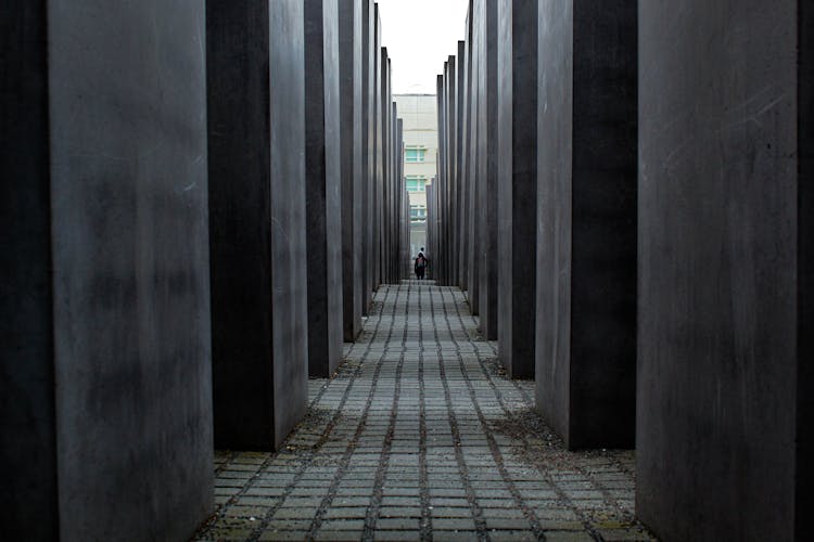 Distant Person On Labyrinth Path