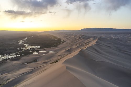 Sundown with colorful sky in desert