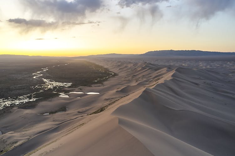 Sundown With Colorful Sky In Desert