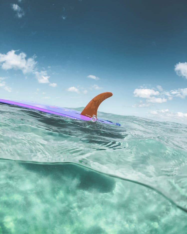 A Surfboard Floating On The Water 