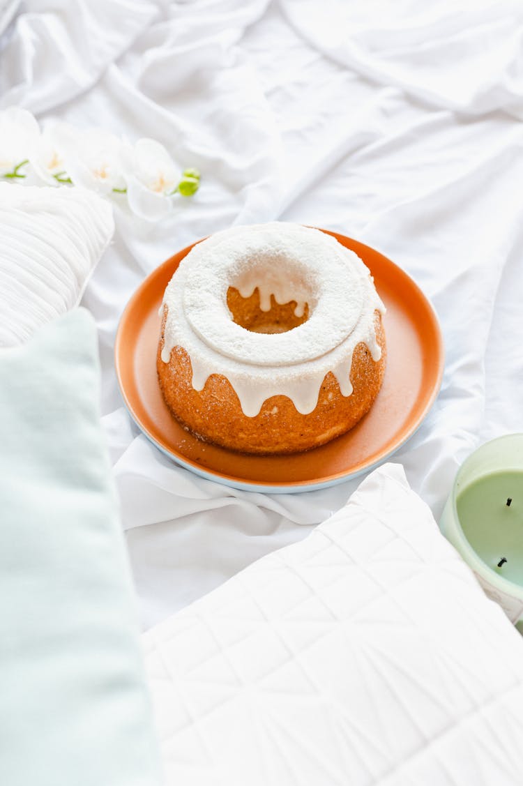 Bundt Cake On Orange Plate