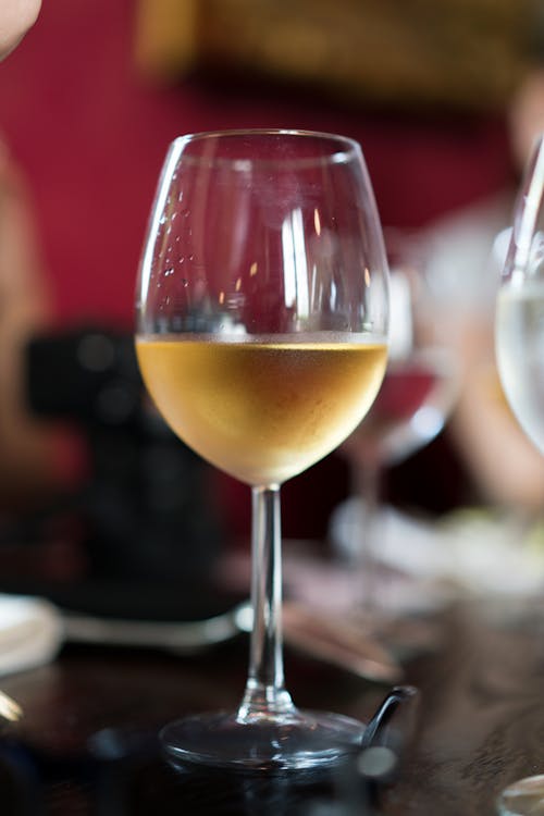 Free Wineglass placed on restaurant table Stock Photo