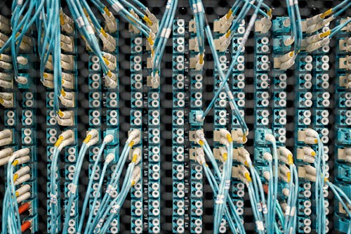 Free Panel Cables on Panel Patch Server Stock Photo