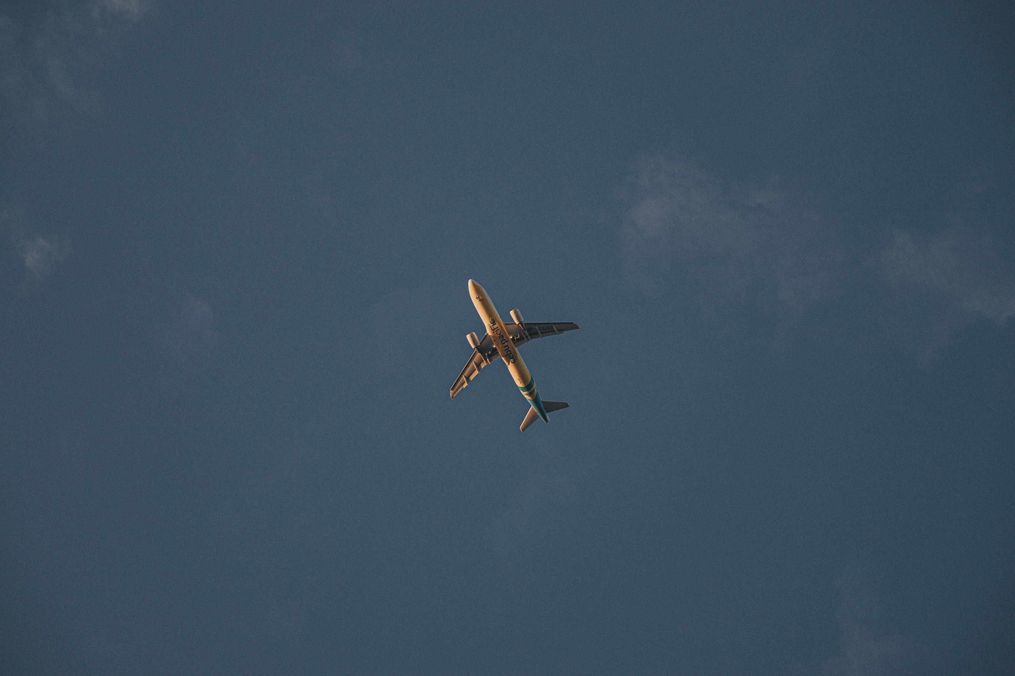 Airplane Flying Against Blue Sky · Free Stock Photo