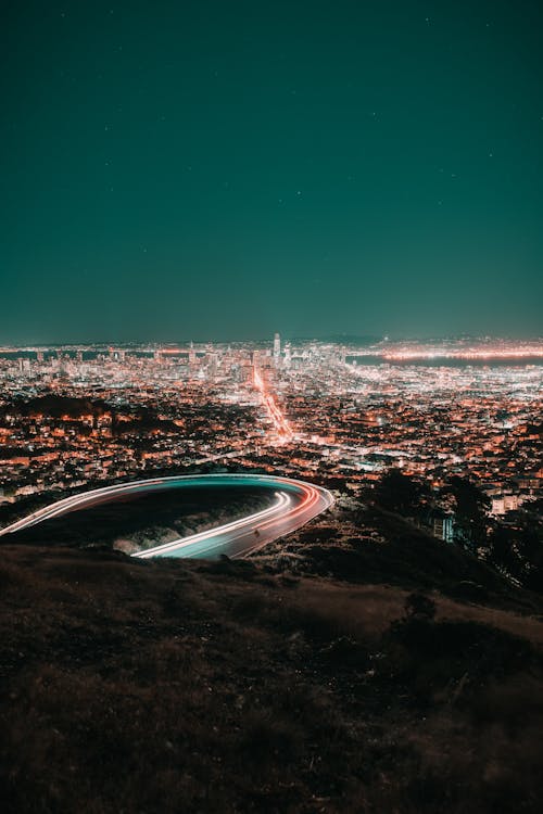 Aerial Photography of City Buildings during Nighttime