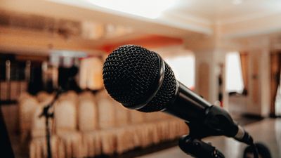 Speaker at a microphone — Borta on Pexels