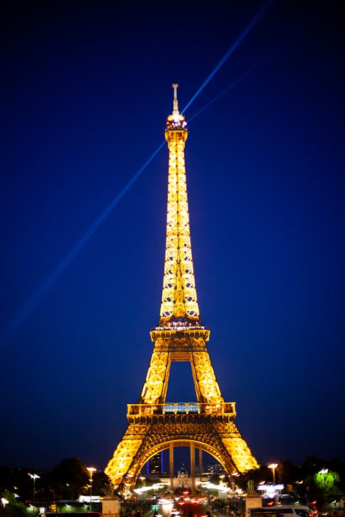 Eiffel Tower Lit Up at Night
