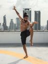 Man in Black Shorts Doing Martial Art