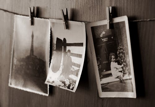 Photos Hanging on a Clothes Line