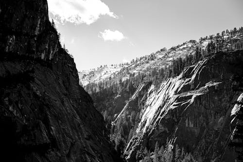 Cliffs in Mountains in Black and White