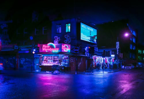 Free Illuminated Building During Night Time Stock Photo