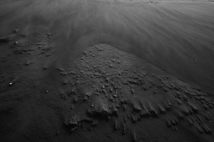 Dark Surface Of Black Beach Sand